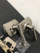 Schlage F10LAT619GRW Latitude Passage Door Lever Set with Decorative Greenwich Trim - Satin Nickel