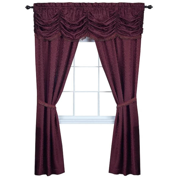 Achim PAPN84BU12 Panache 55 in. W x 84 in. L Polyester Light Filtering 5 Piece Window Curtain Set in Burgundy