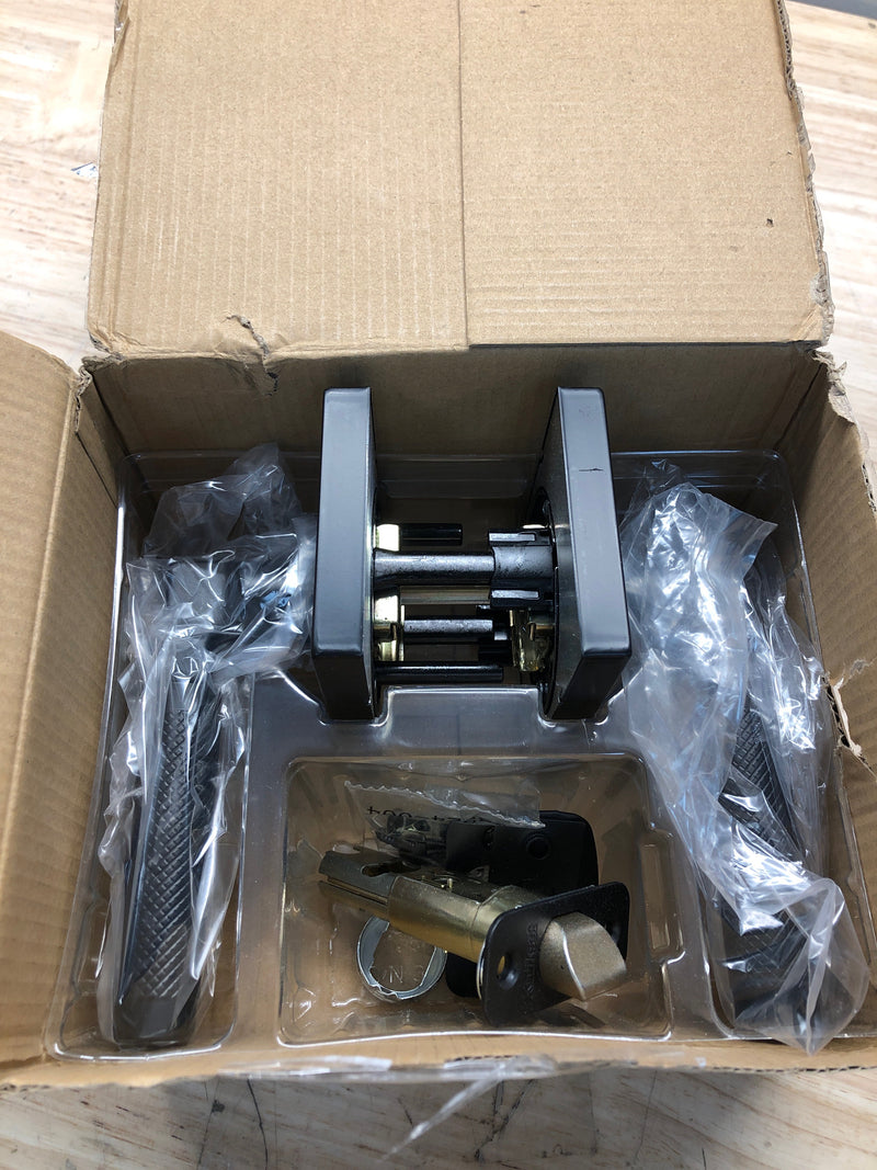 Kwikset Prava Interior Passage Door Knurled Handle, Lever for Closet and Hallway Doors, Reversible Non-Locking Handle Lever, Matte Black, with Microban Protection