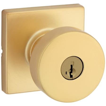 Kwikset 740PSKSQT-4S Pismo Single Cylinder Keyed Entry Door Knob Set with Square Rose and SmartKey - Satin Brass