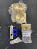 Emtek 5112US4.CCUS4.KNKUS4 Passage Select Conical Knurled Knob with Modern Rectangular Rosette - Satin Brass