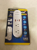 Bell + howell 1671 Swivel Power 180-Degree Swiveling Design 6-Outlets and 3 USB Ports Outlet Splitters Charging Wall Tap with Surge Power