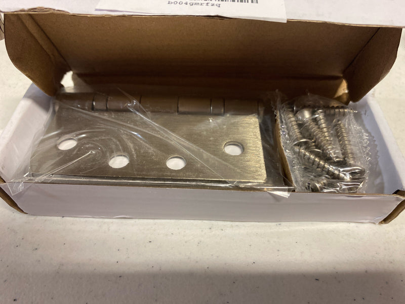 Emtek 94014 4" x 4" Steel Heavy Duty Ball Bearing Square Corner Hinges - Pair, Satin Nickel