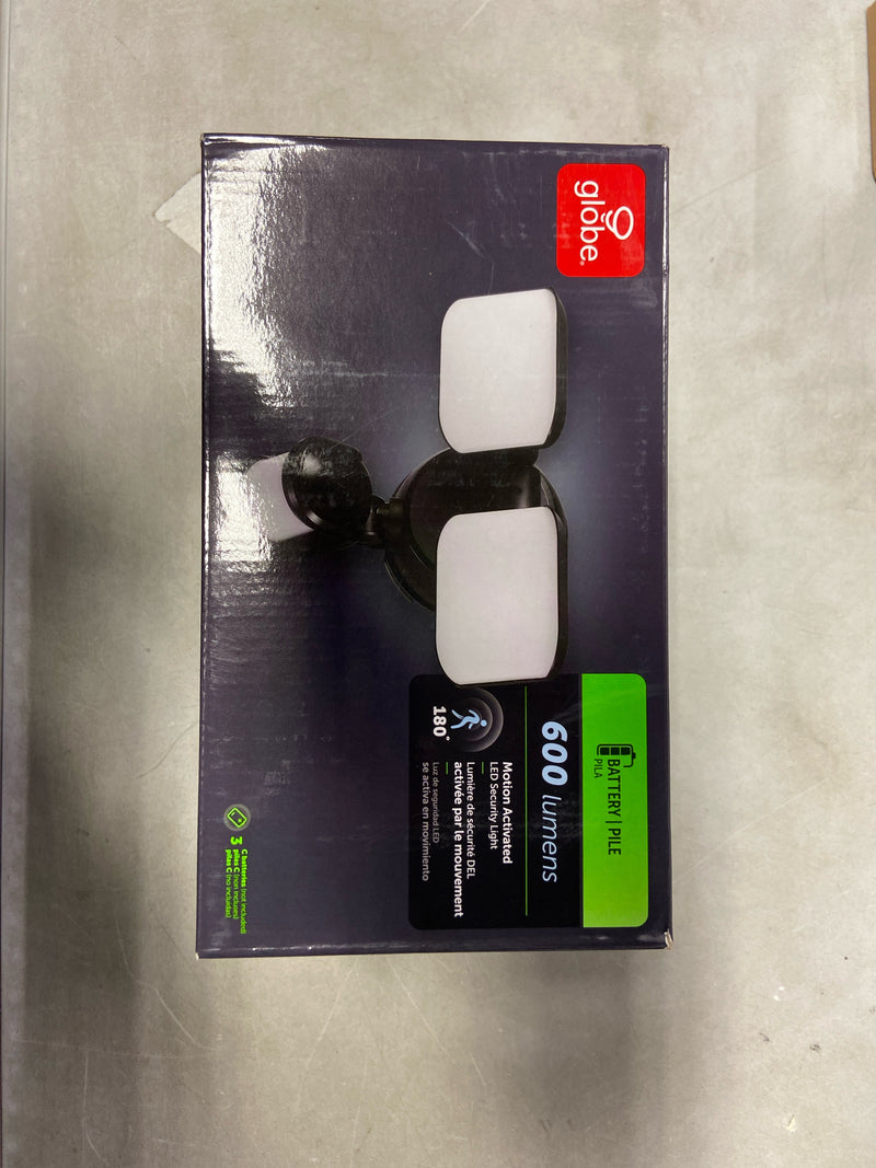 GLOBE Electric 180-Degree 15W Twin Head Black 600 Lumens Battery Operated Outdoor Integrated LED Flood Light Security Light, Outside House Lights