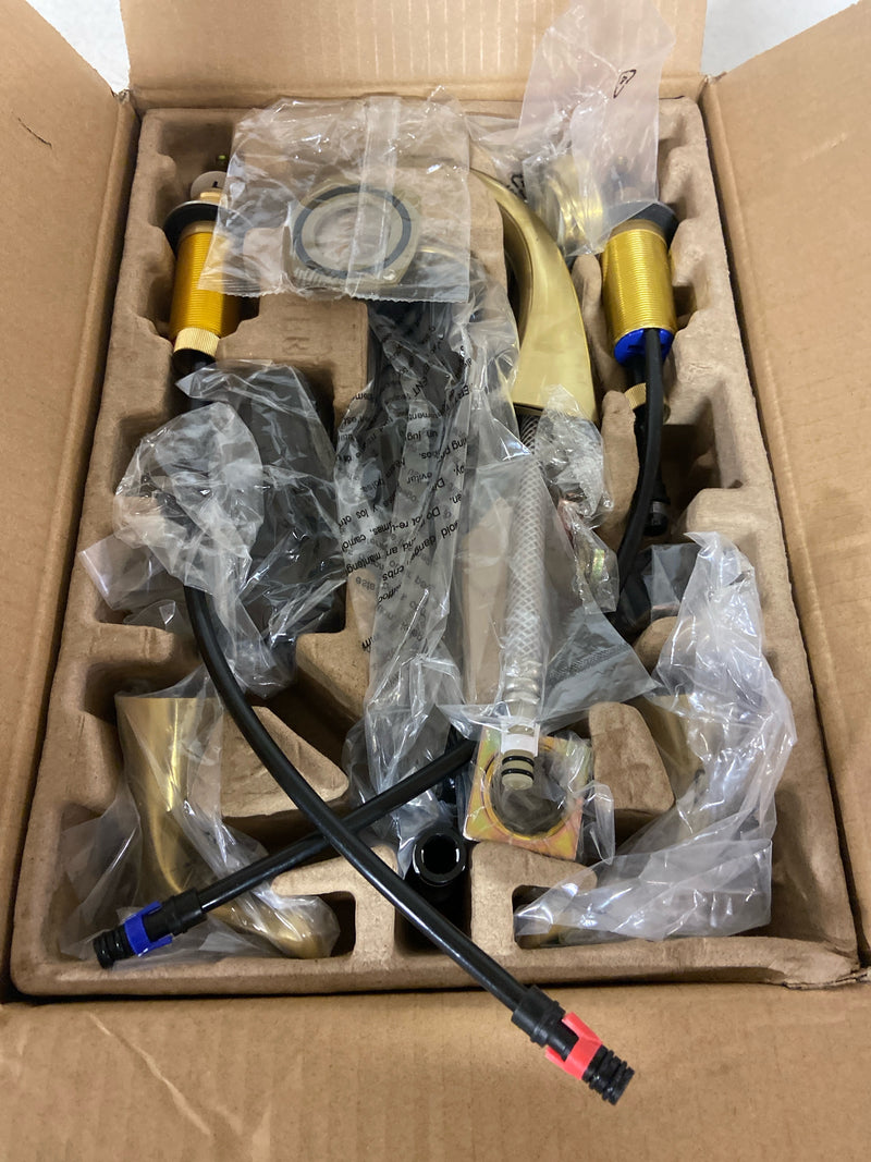 Pfister Willa Bathroom Sink Faucet, 8-Inch Widespread, 2-Handle, 3-Hole, NSF Certified, Brushed Gold Finish, LF049MALBG