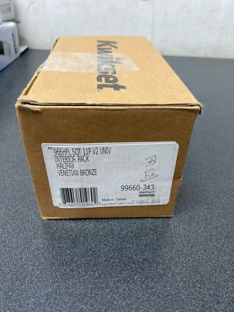 Kwikset 966HFLSQT-11P.UNIV Halifax Lever Single Cylinder Interior Pack with Square Rose for Handlesets - Venetian Bronze