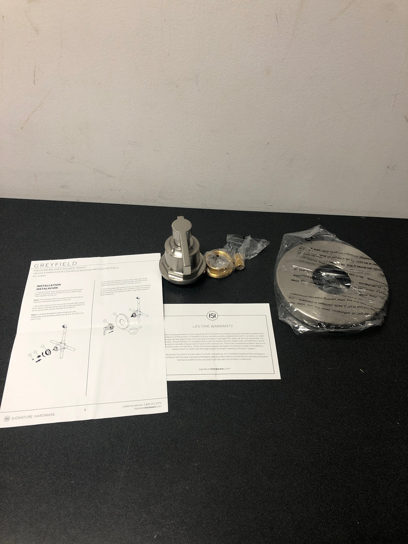 Signature Hardware 449778 Greyfield Pressure Balanced Valve Trim - Less Valve - Brushed Nickel