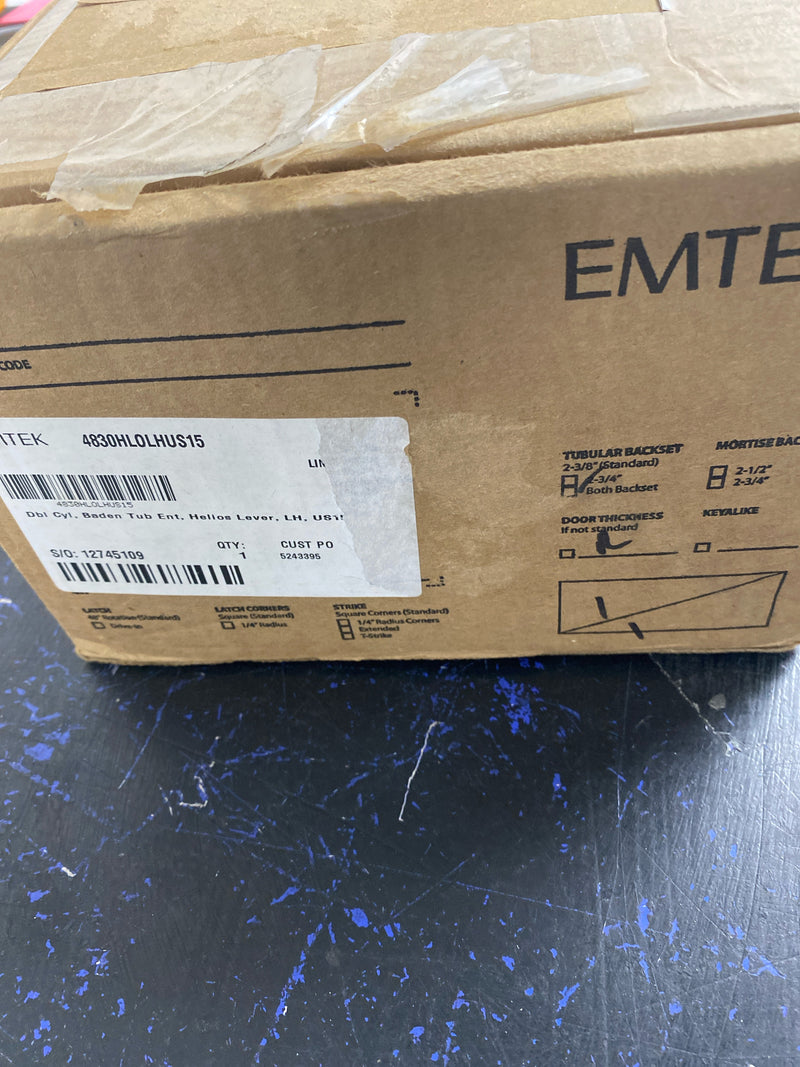 Emtek 4830US15 Baden Double Cylinder Keyed Entry Handleset - Satin Nickel