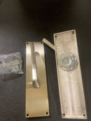 Emtek 8013US15LH 9" Height Rectangular Sideplate Brass Modern Dummy Set - Satin Nickel Helios Lever