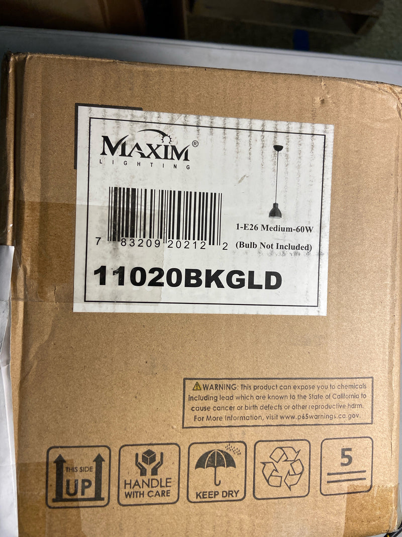 Maxim 11020BKGLD Cora Single Light 7" Wide Mini Pendant with Metal Dome Shade - Black / Gold