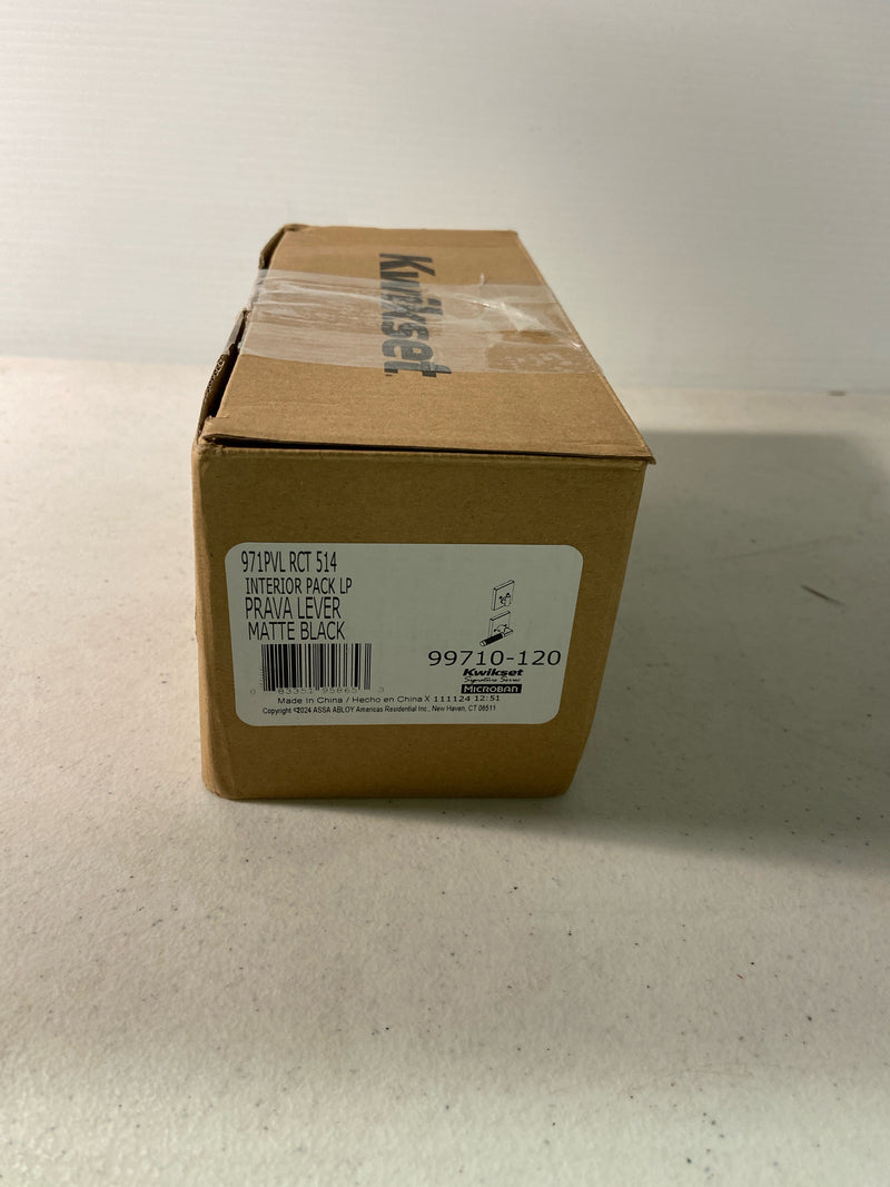 Kwikset 971PVLRCT-514 Prava Lever Keyed Entry Interior Pack with Rectangle Rose for Handlesets - Matte Black