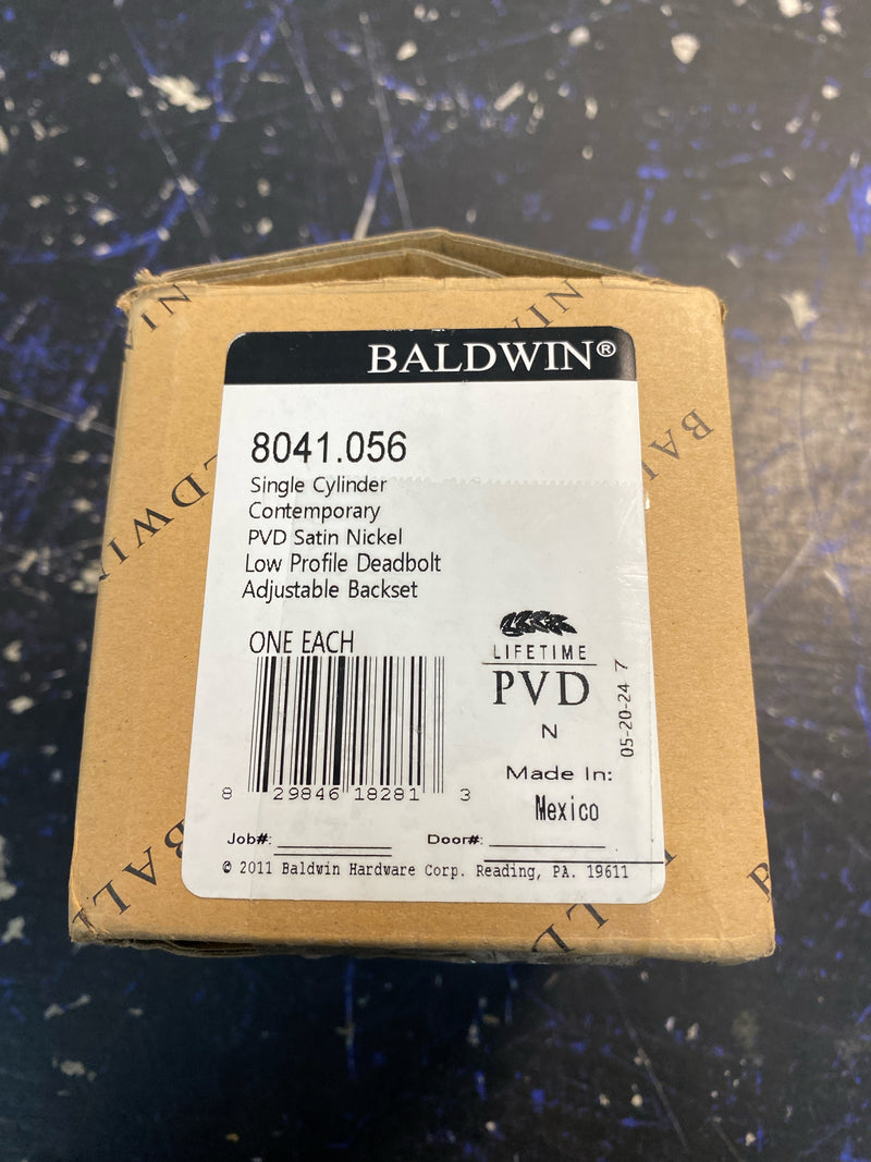Baldwin 8041056 Contemporary Solid Brass Single Cylinder Keyed Entry Deadbolt from the Estate Collection - Lifetime Satin Nickel
