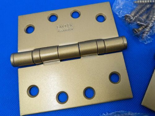 Emtek 940144 4x4 Inch Ball Bearing Steel Hinges in Satin Brass. Pack of 2 