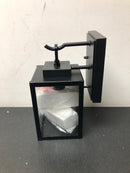 Lnc MAVENZHD14249V7 Black Outdoor Wall Sconce, Garage Porch Entry Water-resistant Anti-Rust Square Exterior Lighting with Seeded Glass Shade