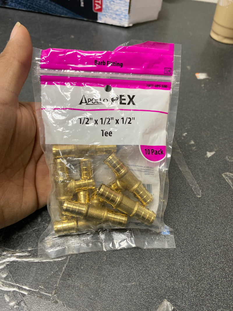 Apollo APXT1210PK 1/2 in. Brass PEX-B Barb Tee (9-Pack)