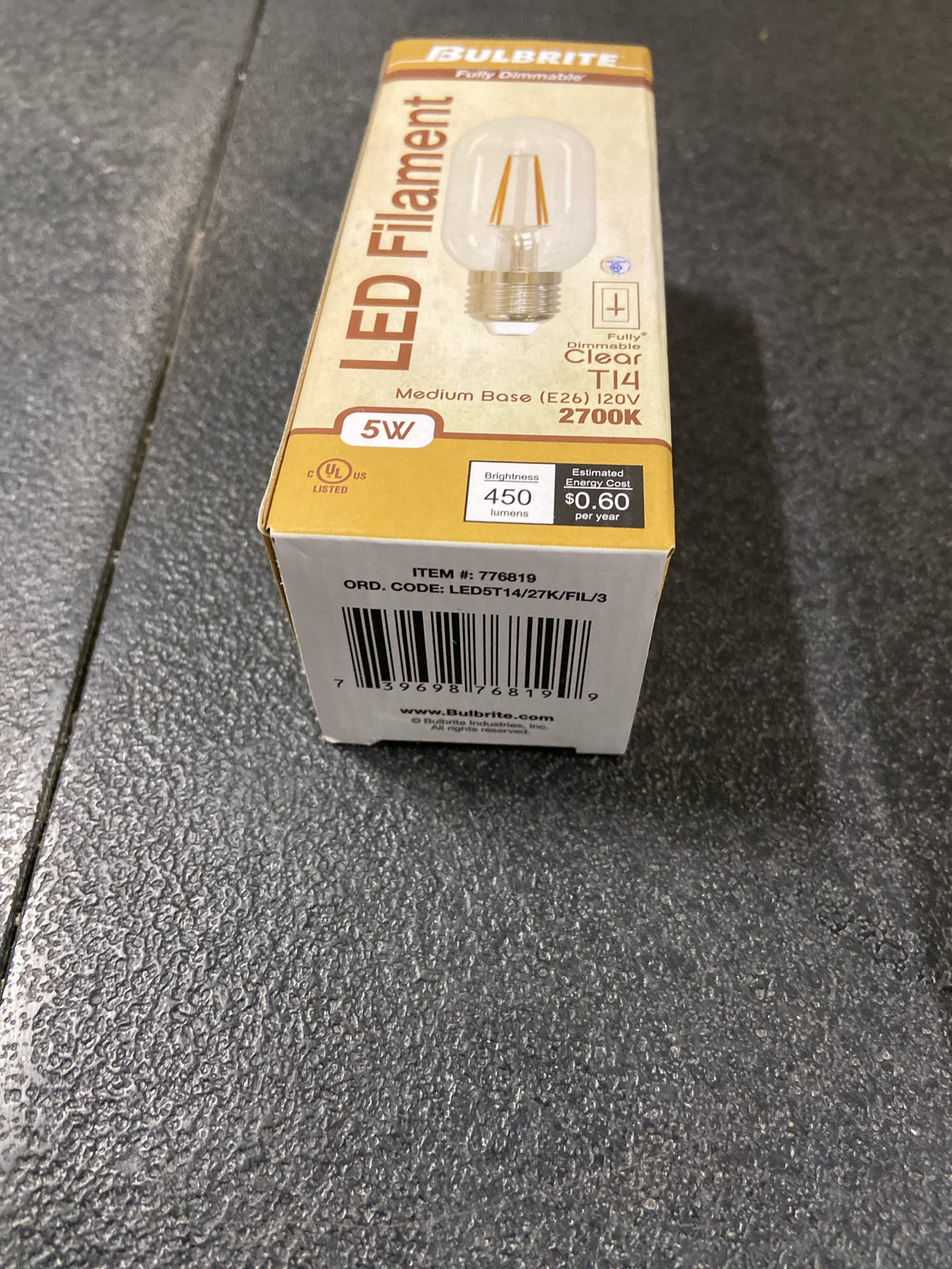 Bulbrite 776819 5 Watt Dimmable T14 Medium (E26) LED Bulb- 450 Lumens, 2700K, and 90CRI - Clear