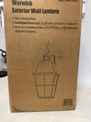 Hampton bay LDN1603AX-01/MB Warwick 28 in. Matte Black Finish Hardwired Outdoor Wall Lantern Seeded Glass