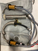 Phiestina 3-Hole 8 Inch Brushed Nickel Widespread Bathroom Faucet Low Arc 2-Handle Bathroom Vanity Faucet with Water Supply line & Metal Pop Up Drain, BF03008-K05-GBN