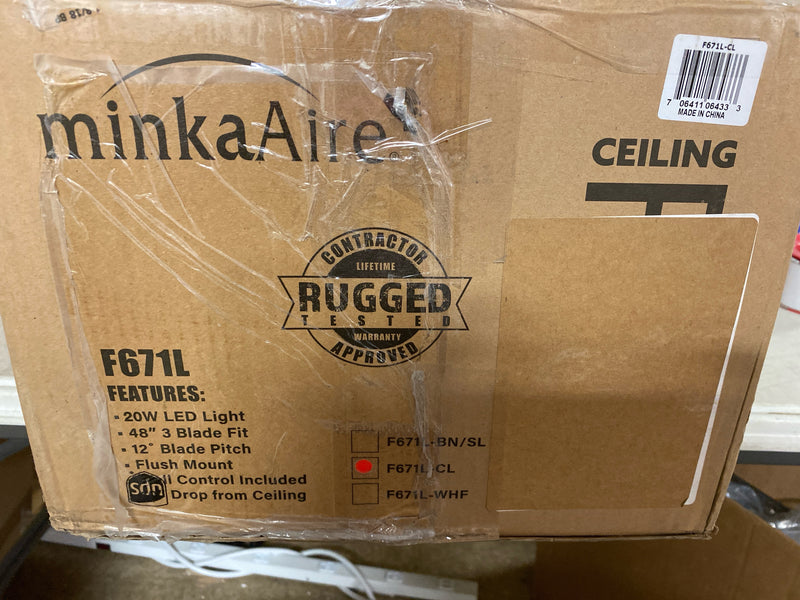 MinkaAire F671L-CL Pure 48" 3 Blade Indoor LED Flush Mount Ceiling Fan with Wall Control Included - Coal