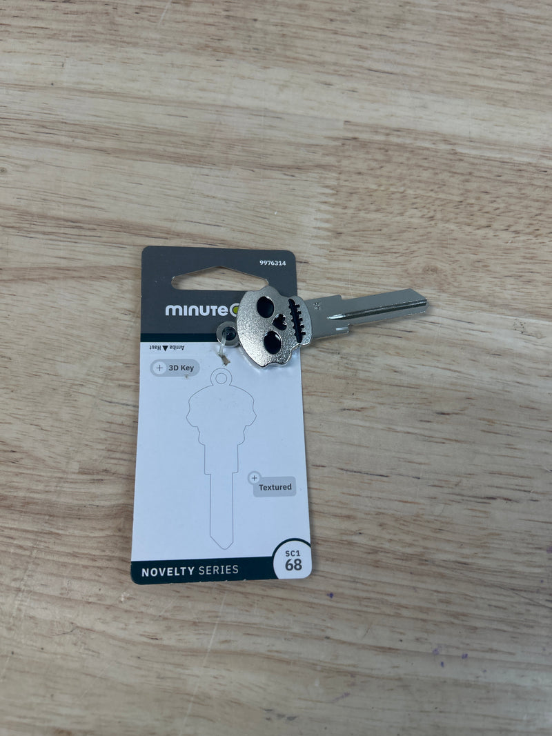 Hillman 87520 Minute Key SC1 68 Key Blank Silver Skull