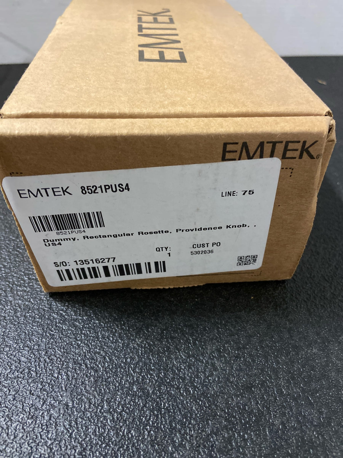 Emtek 8521PUS4, Providence Knob, Dummy, Rectangular Rosette, Satin Brass