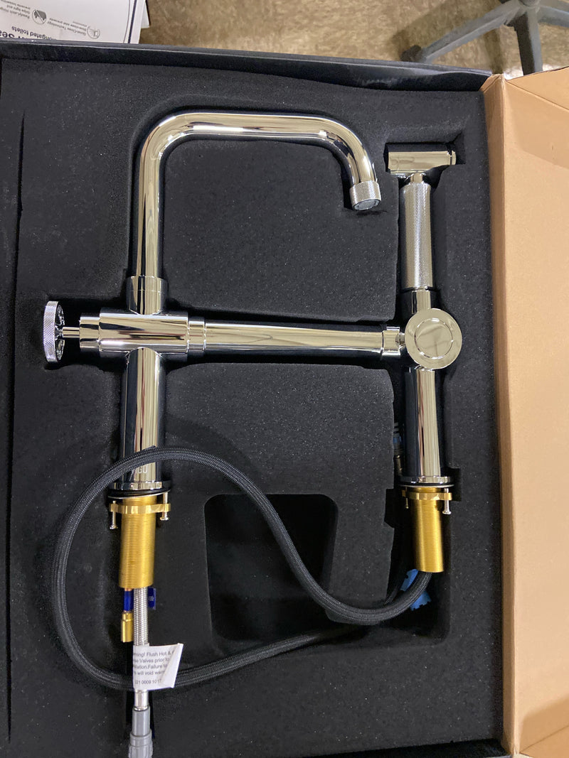 VIGO 13'' Cass Single Handle Bridge Kitchen Faucet with Side Sprayer in Chrome-VG02050CH