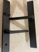 Emtek 12A1US19 Brass Modern Door Configuration 2 Keyed Entry Multi Point Narrow Trim Lever Set with American Cylinder Above Handle - Flat Black