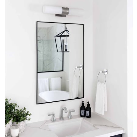 Ren Wil MT1851 Reynolds 36" X 24" Casual Contemporary Iron Framed Vanity Bath Wall Mirror - Matte Black