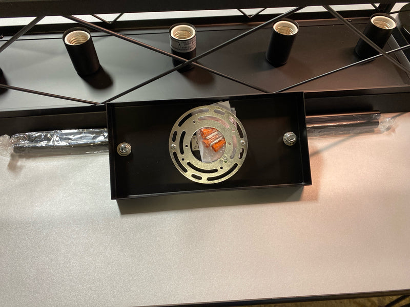 Sunpez YM-5SN1200 21 in. W, 5-Light Black Chandelier Modern Fixture Adjustable Height Pendant Light, E26, No Bulbs Included