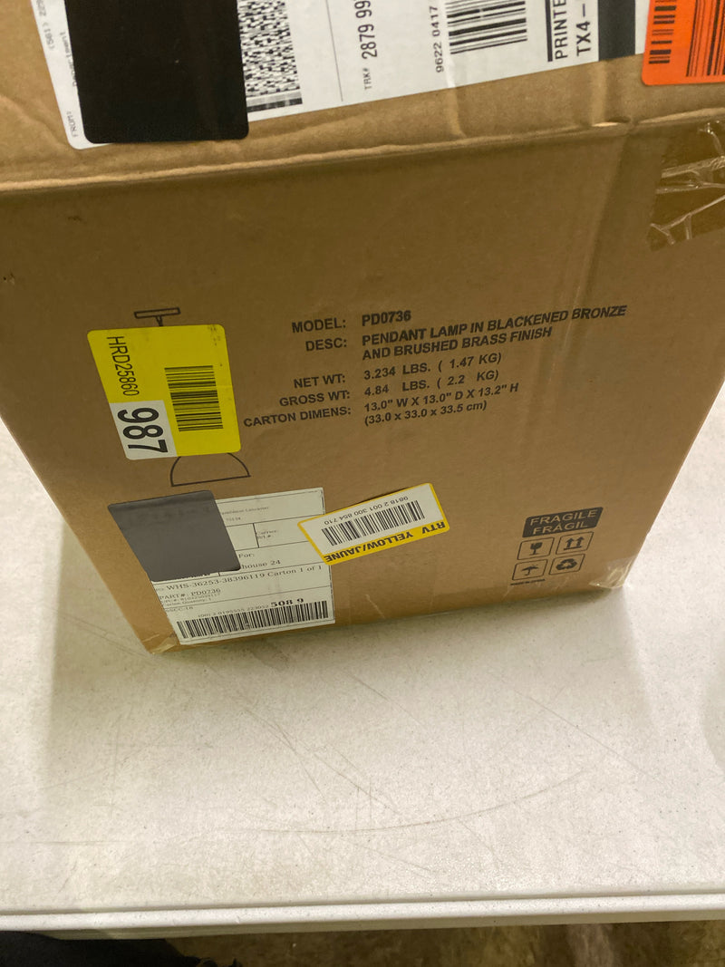 Meyer&cross PD0736 Madison 1-Light Blackened Bronze and Brass Pendant with Metal Shade