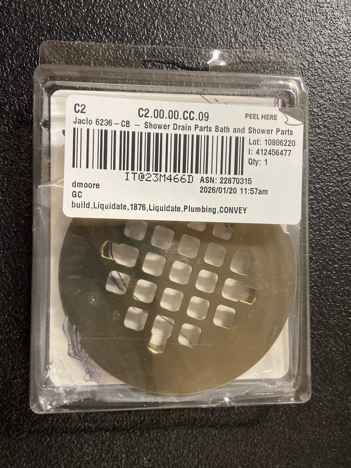 Jaclo 6236-CB Shower Drain Snap In Plate (4-1/4" Diameter) - Caramel Bronze