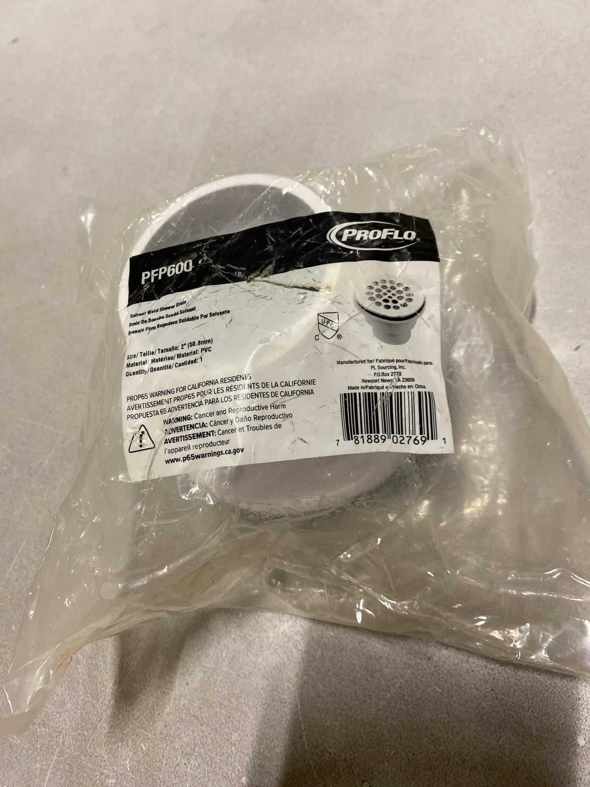 PROFLO PFP600 Two-Piece PVC Shower Drain - Chrome