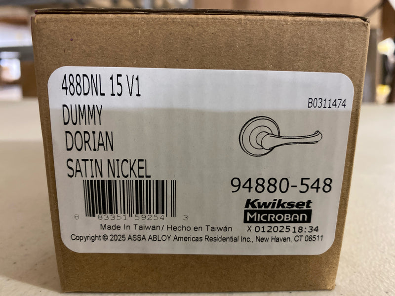 Kwikset 488DNL-15 Dorian Reversible Non-Turning One-Sided Dummy Door Lever - Satin Nickel