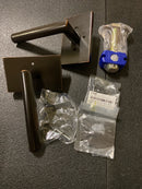 EMTEK Modern Rectangular Rosette Privacy Set with Matching Finish Stuttgart Lever - Choice of Left/Right Handing and 7 Finishes - 5212STURHUS10B - Right Handed (RH) - Oil Rubbed Bronze (US10B)