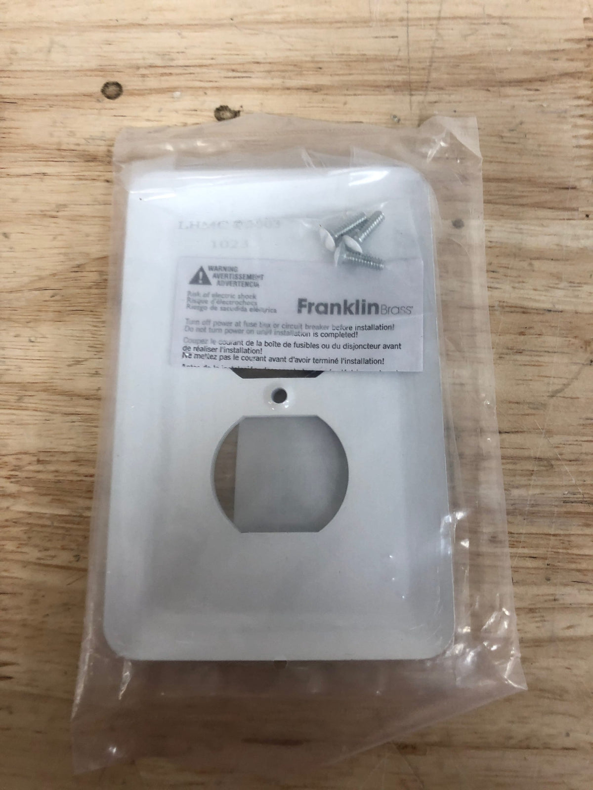 Franklin Brass W10249V-W-C Stamped Steel Round Single Duplex Outlet Wall Plate - White