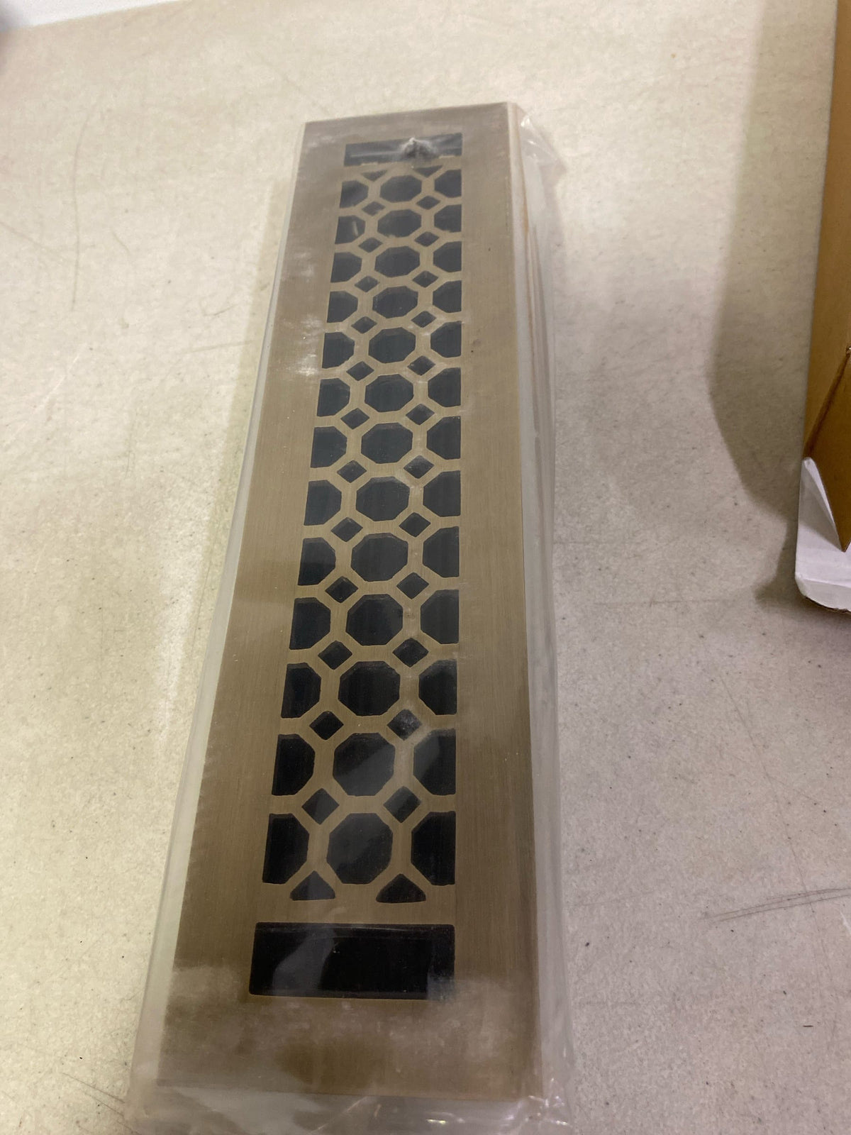 Signature Hardware 301608 Honeycomb Brass Floor Register - 2-1/4" x 12" (3-1/4" x 13-1/4" Overall) - Antique Brass