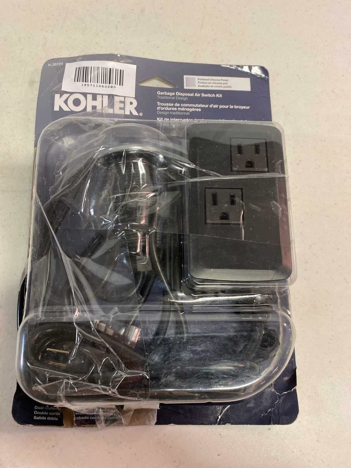 Kohler K35723-CP Garbage Disposal Air Switch Kit Polished Chrome