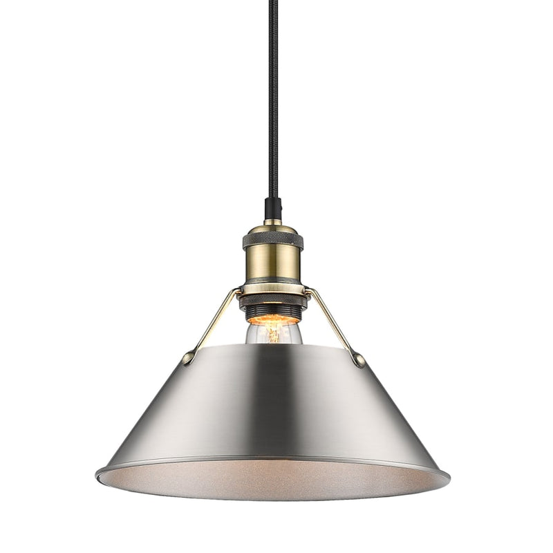 Golden Lighting Orwell 10" Wide Pendant - Aged Brass / Pewter