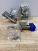 Emtek 8121OTUS15 Old Town Passage Door Knob Set with Rectangular Rose from the Brass Crystal Collection - Satin Nickel
