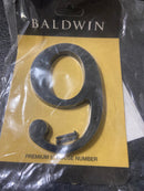 Baldwin 90679102 Solid Brass Residential House Number 9 - Oil Rubbed Bronze