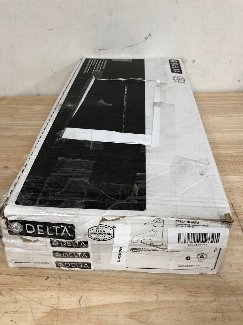 Delta 559LF-GPM-MPU Trinsic Single Hole Bathroom Faucet with Optional Base Plate and Pop-Up Drain Assembly - Includes Lifetime  - Chrome