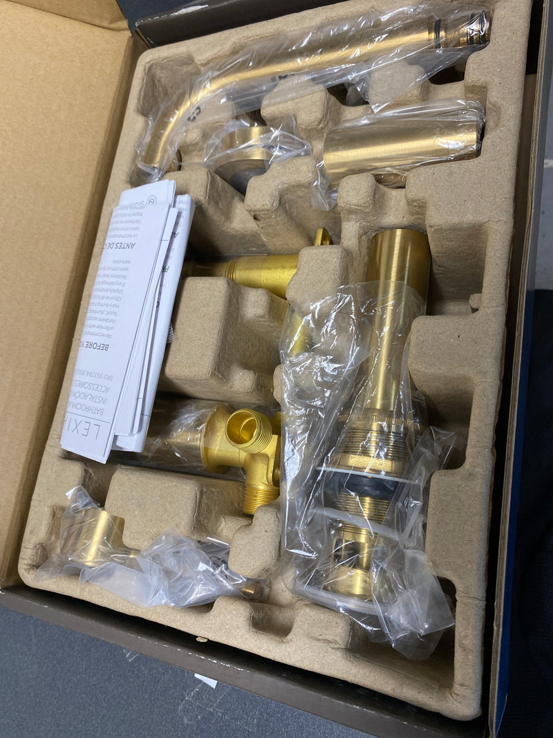 Signature Hardware 483900 Lexia 1.2 GPM Wall Mounted Widespread Bathroom Faucet with Pop-Up Drain Assembly - Brushed Gold