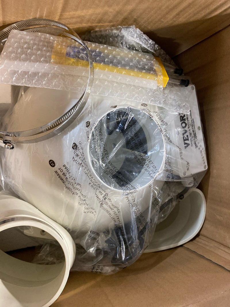 Vevor DFSTJ4INCH19VK5CKV1 4-4.5 in. Radon Fan Installation Kit, Quiet 190 CFM Radon Mitigation Fan System Kit with 2-Couplers, Pressure Indicator