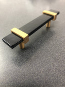 Sietto P-1903-5.5-SB Adjustable Center to Center 5-1/2 Inch Long Handle Cabinet Pull with Black Glass - Satin Brass