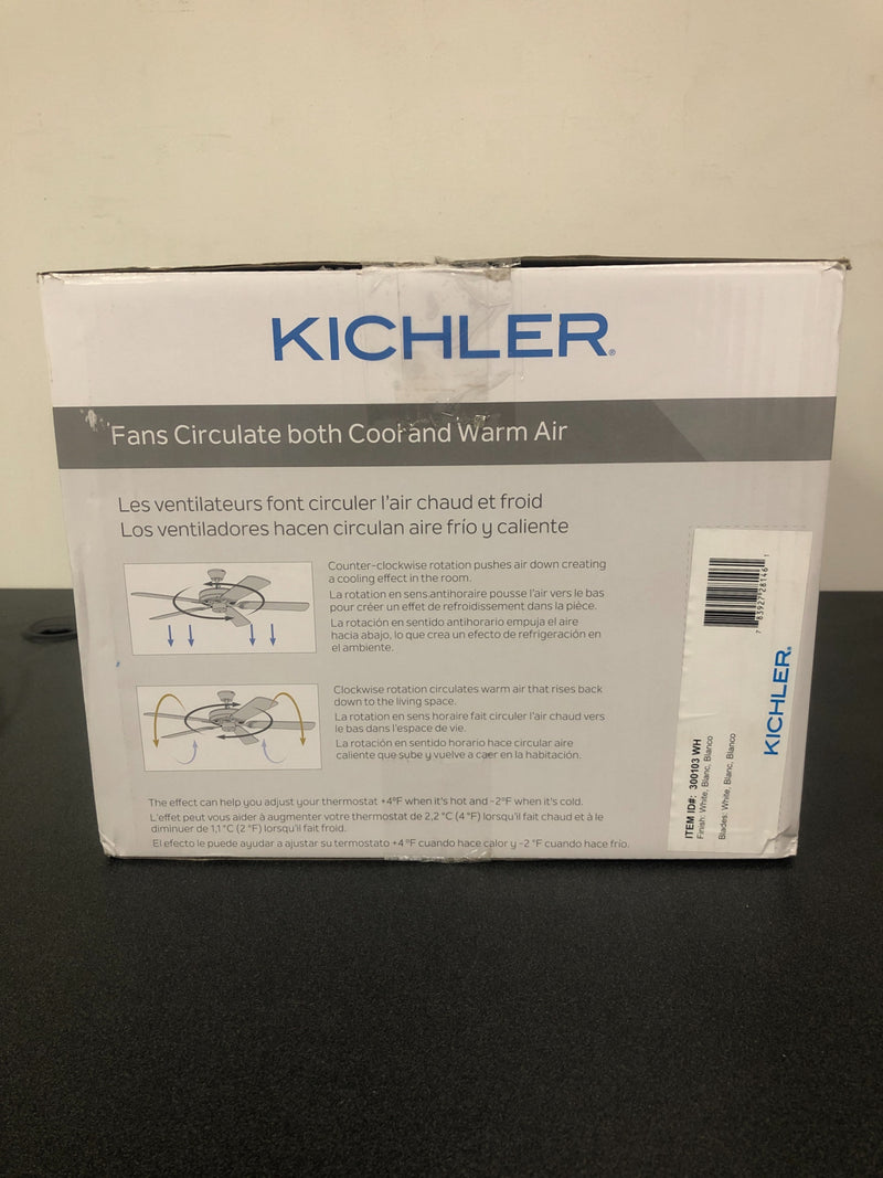 Kichler 300103WH White Canfield 30" Indoor / Outdoor Ceiling Fan with Blades and Downrod