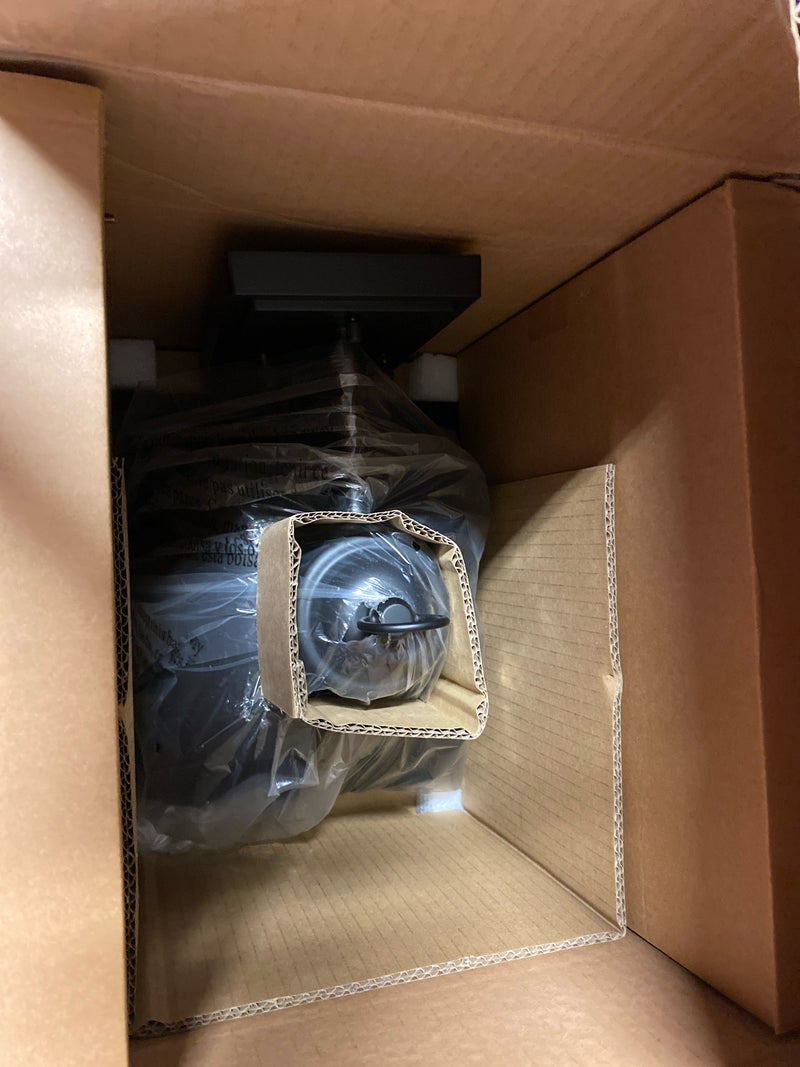 Hampton bay LDN1603AX-01/MB Warwick 28 in. Matte Black Finish Hardwired Outdoor Wall Lantern Seeded Glass