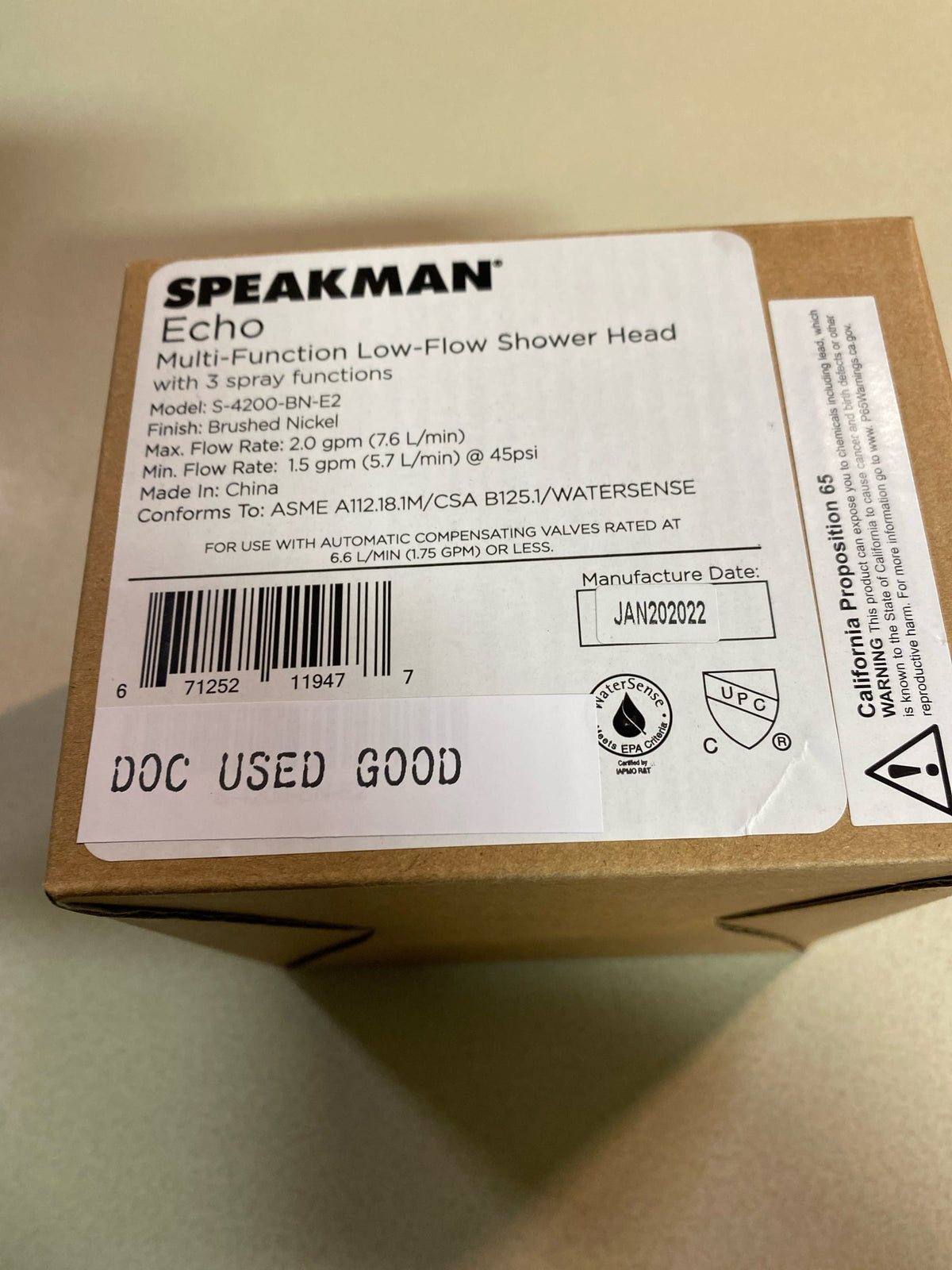 Speakman S-4200-BN-E2 Echo 2 GPM Multi Function Shower Head - Brushed Nickel