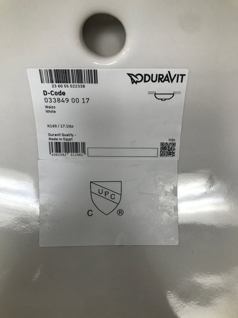 Duravit 0338490017 D-Code 20-5/8" Oval Ceramic Undermount Bathroom Sink with Overflow - White