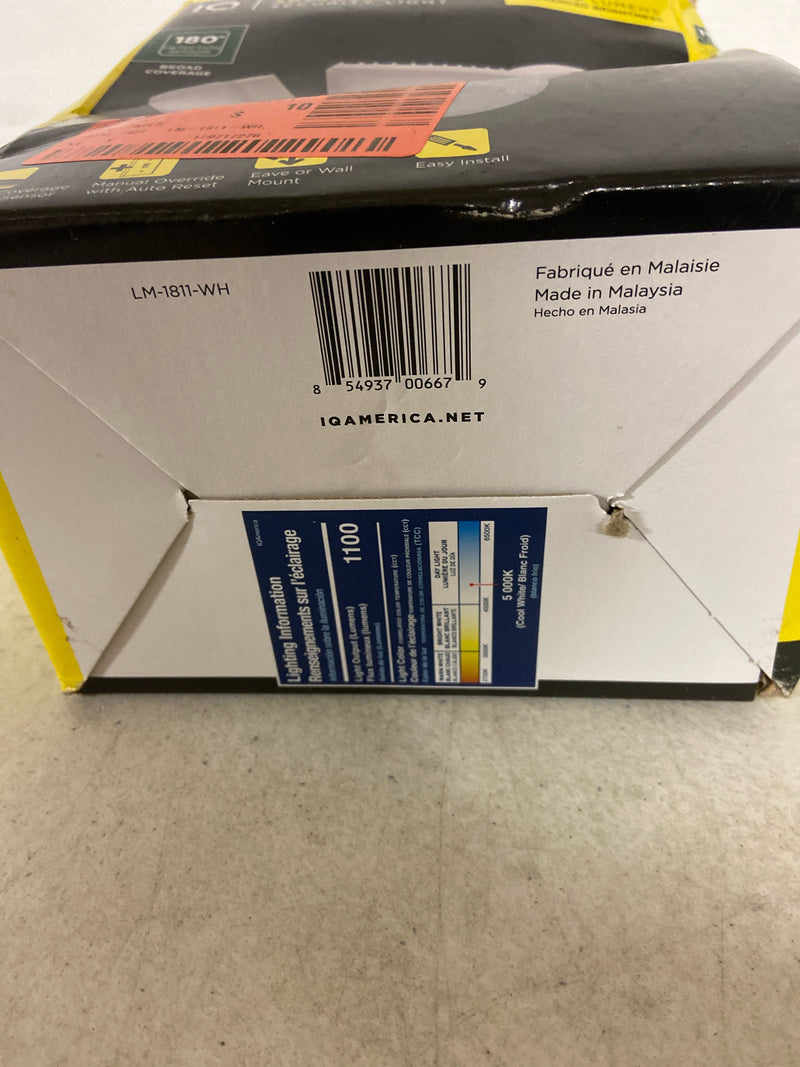 Unbranded LM-1811-WH LM-1811-WH, 75-Watt, 1100 Lumens, 180-Degree, White, Motion Sensing Dusk to Dawn, Integrated LED, Flood Light, Each