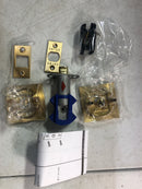Emtek Square Privacy Pocket Door Tubular Lock with Privacy Strike Plate and Dust Box Satin Brass Finish